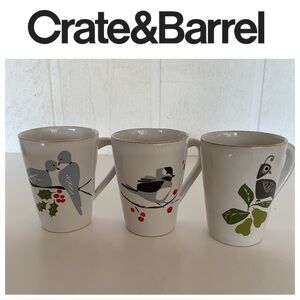 Crate & Barrel Marin Winter Birds Mug Set of three